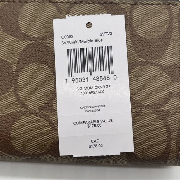 Coach Medium Corner Zip Wallet in Signature Canvas - Picture 6 of 6